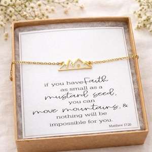 Mountain Mustard Seed Necklace, Faith Can Move Mountains Gift, Matthew 17:20 Scripture Jewelry, Christian Gift for Women