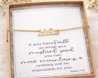 Mustard seed necklace, Encouragement gift, Mustard seed jewelry, Faith necklace, Christian jewelry, Miscarriage gift, Mountain Necklace