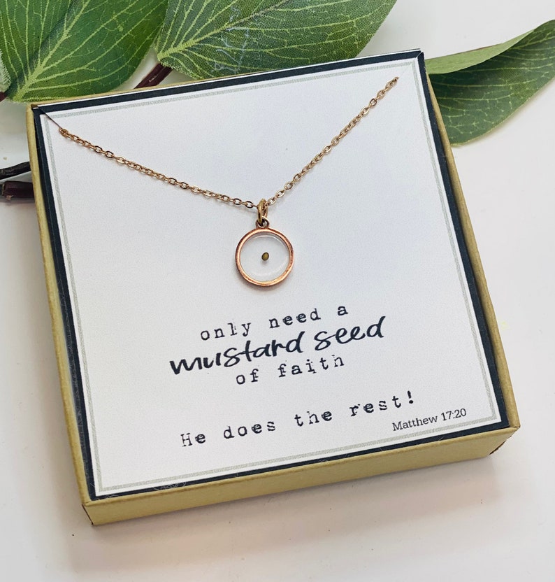 Real mustard seed necklace, Encouragement gift, Mustard seed jewelry, Faith necklace, Christian jewelry, Miscarriage gift, Inspirational image 3