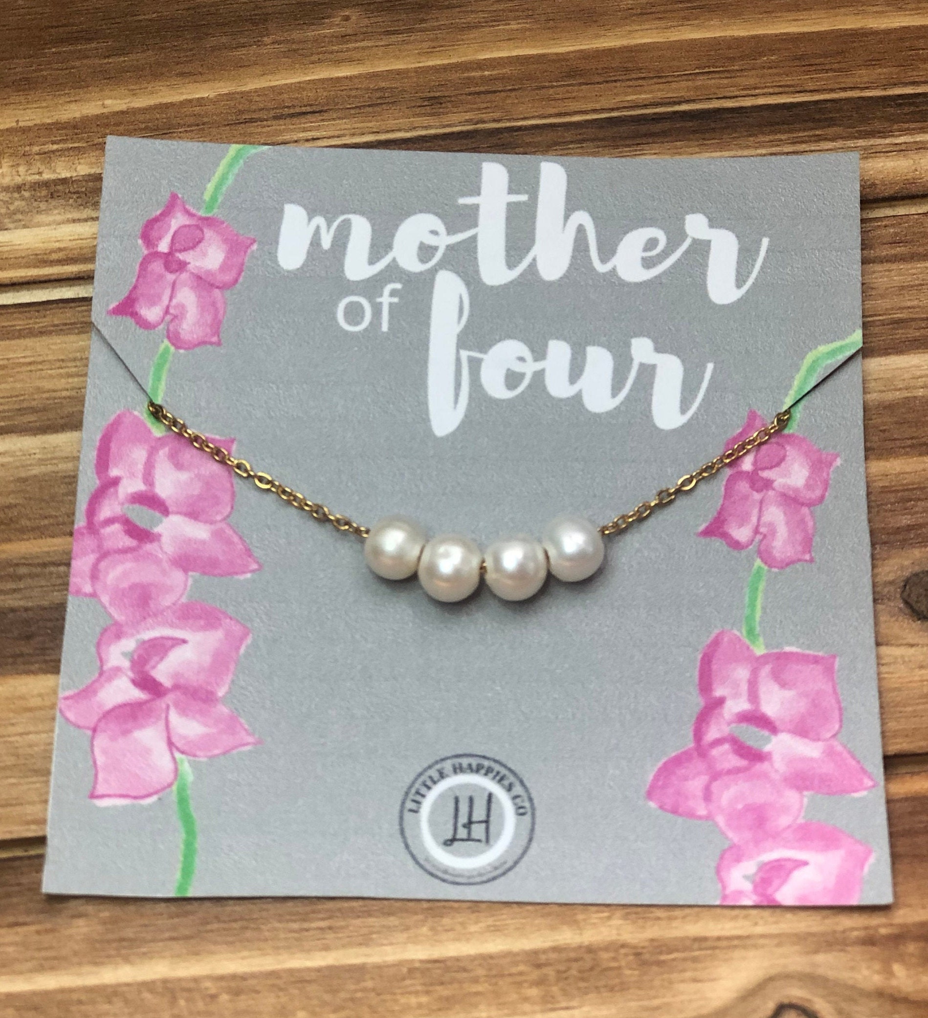 Mom4 Necklace, 4 Kids, Four Kids, Quadruplets Gift, Mother of 4