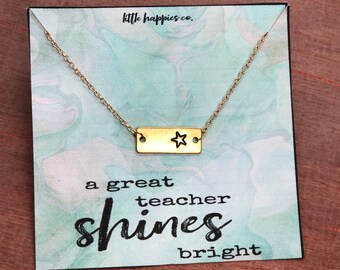 Star Bar Necklace for Teacher, Inexpensive Gifts for Teachers, Teacher Appreciation Week Gifts, End of Year gifts for Teachers, Gifts