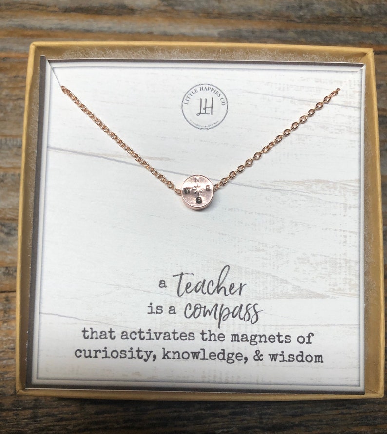 Teacher Gift Compass Necklace Gift for Teacher Gift From Etsy