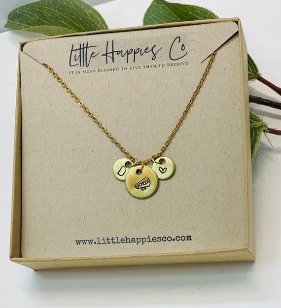 Personalized Cheerleading Gifts, Megaphone Necklace, Cheer Gifts, Personalized Cheerleader Necklace, Initial Necklace, Cheer Team Gifts