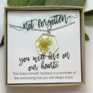 Baby's Breath Necklace, Miscarriage Gift, Miscarry, Baby’s Breath Charm, Babys breath Gifts for Her, Sympathy Gift, Jewelry, Silver, Flower