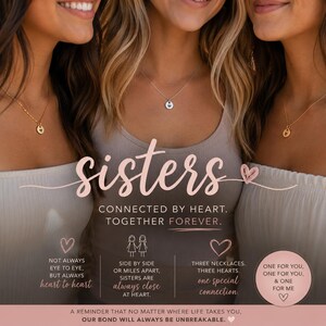 Matching Sister Necklace Set of 3, Sisters Necklaces, One for You One for Me Gift, Big Sister Little Sister Jewelry, Gift for Sisters image 2