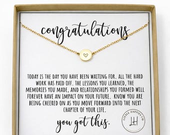 Graduation Gift Necklace for Her, Gold Heart Necklace, Meaningful Graduation Jewelry, Class of 2026 Gift, Dainty Everyday Necklace