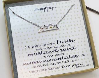 Real mustard seed necklace, Mountain Necklace, Encouragement gift, Mustard seed jewelry, Faith necklace, Christian jewelry, Miscarriage gift