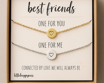 Dainty Best friend necklace, heart necklace, gift  best friend, best friend gift, 2 necklaces, pair of necklaces for friends, necklace set