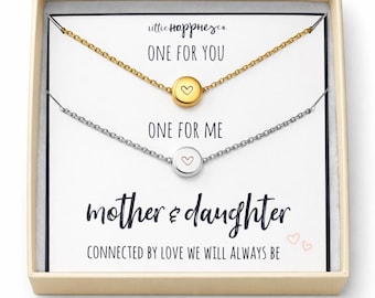 Mother & Daughter Necklaces, heart necklace, gift for mom, mom jewelry, 2 necklaces, pair of necklaces, mom and daughter necklace