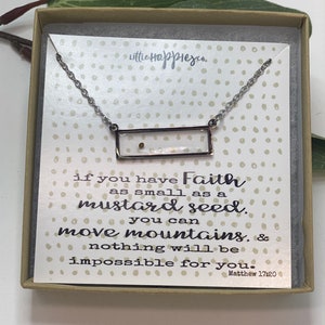 Mustard Seed Bar Necklace, Encouragement gift, Mustard seed jewelry, Christian jewelry, Miscarriage gift, Silver, Gold, Faith Necklace