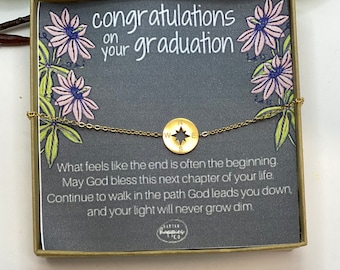 Congratulations Gift for Graduate, Graduation Gift for Female, Graduation Keepsake, Motivational Gift, Compass Bracelet