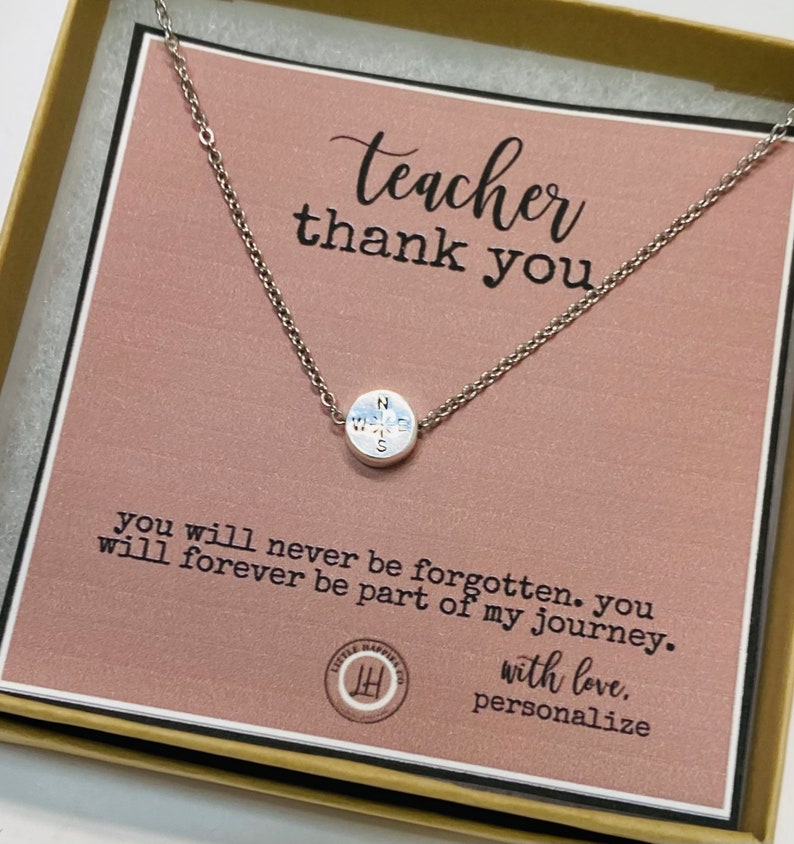 Personalized Gift for teacher, Teacher gift, Teacher appreciation gift, inexpensive teacher gift, compass necklace, teacher gifts 