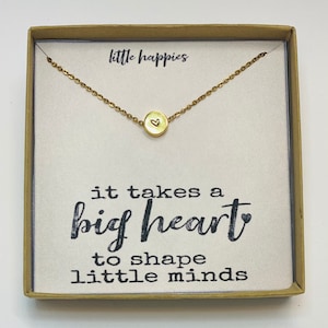 It takes a big heart, Teacher appreciation, Teacher jewelry, Teacher necklace, Inspirational teacher quote, to shape little minds