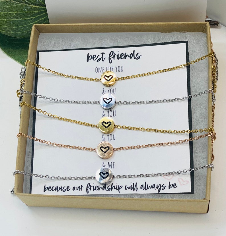 Set of 5 friend necklaces, Set of 5 necklaces, Gift Set of 5 necklaces, Friendship necklaces, Matching necklaces, Best friend jewelry, BFF image 2