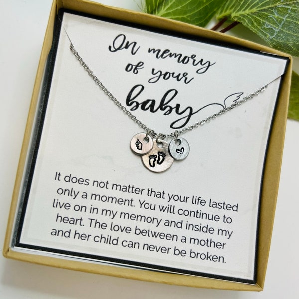 Baby Feet Miscarriage Necklace, Infant Loss, Angel Wing Charm, Gift for Mom with Multiple Miscarriages, Bereavement Gifts for Her, Keepsake