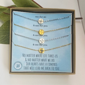 4 Best Friend Compass Necklaces, gifts for 4 friends, gift set of 4, Four Necklaces, Compass Necklace, Compass Jewelry, Gift for best friend