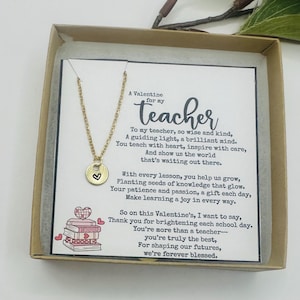 Valentine&#39;s Day Gift for Teacher - Cute and Thoughtful Heart Necklace, Ready-to-Gift, Valentine for Teacher from child, Gift Idea