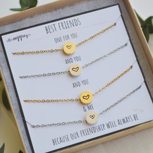 4 friends necklace set Set of 4 necklaces, Gift Set, Friendship necklaces, Matching necklaces, 4 BFF necklaces, 4 BFF gifts, heart necklace image 9