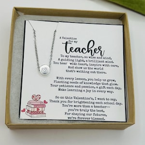 Valentine&#39;s Day Heart Necklace Gift for Teacher, Kindergarten Teacher Valentine Gift, Daycare Valentine, Valentines Day Gift for Teachers