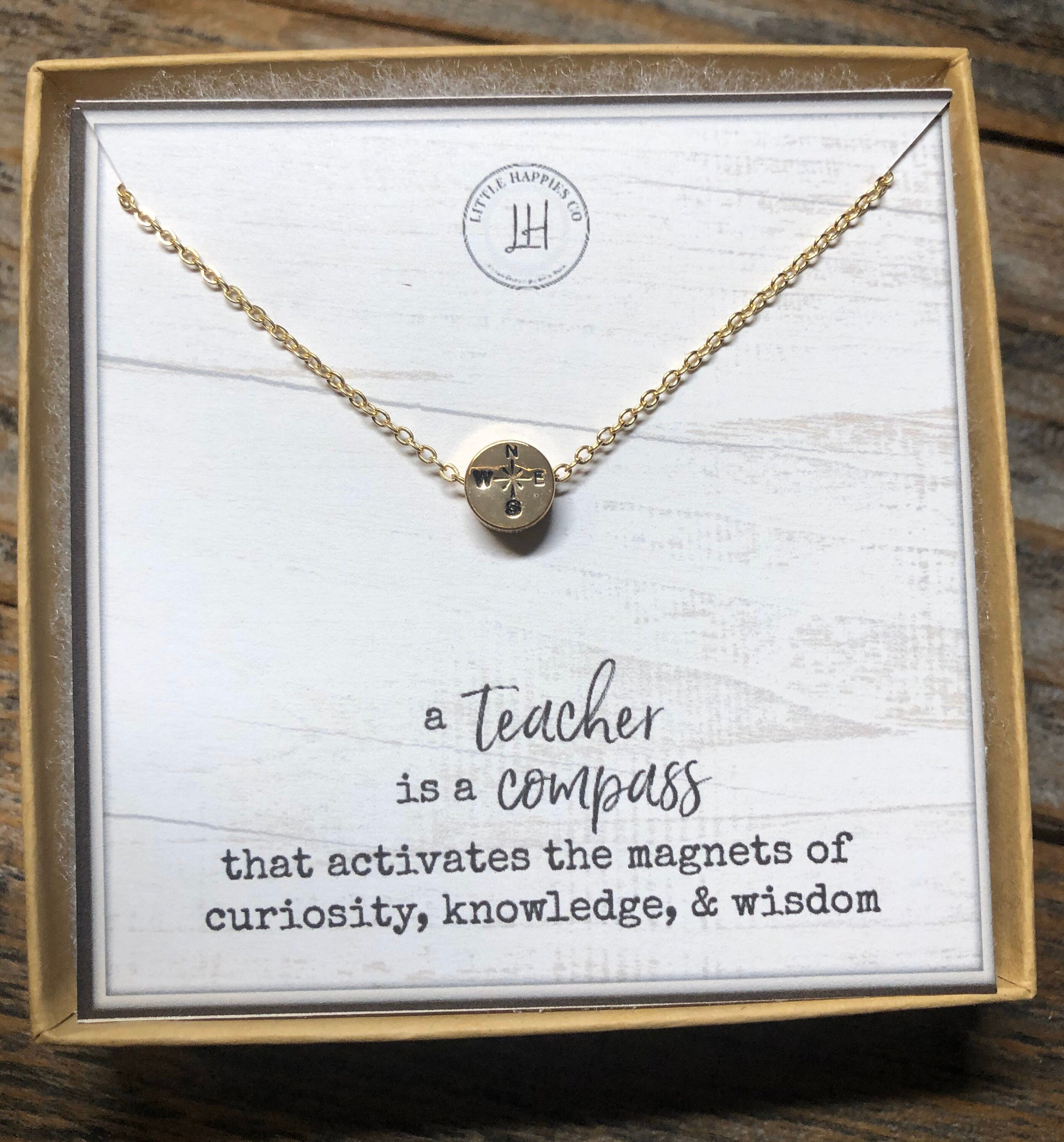 Teacher Gift Compass Necklace Gift for Teacher Gift From Etsy