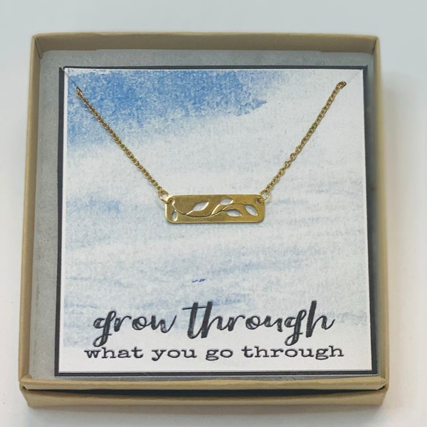 Grow through what you go through jewelry, Encouraging necklace, Friend encouragement gift, Inspirational gift, Friend gift, Dainty jewelry