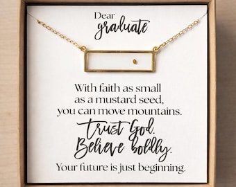 Mustard Seed Necklace Graduation Gift for Girl – Faith Based Christian Graduate Gift, Class of 2026 Graduation Necklace