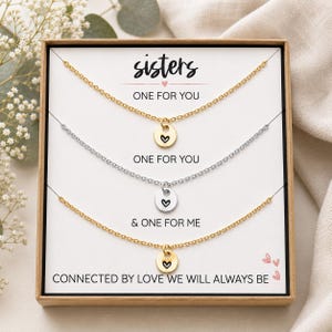 Matching Sister Necklace Set of 3, Sisters Necklaces, One for You One for Me Gift, Big Sister Little Sister Jewelry, Gift for Sisters