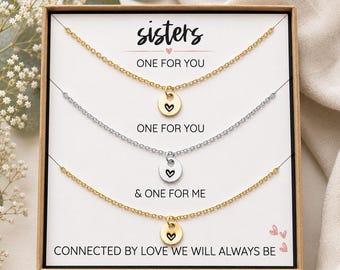 Matching Sister Necklace Set of 3, Sisters Necklaces, One for You One for Me Gift, Big Sister Little Sister Jewelry, Gift for Sisters