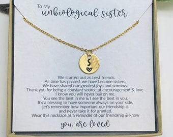 Personalized Letter Necklace for Best Friend, Unbiological Sister Gift, Gift for Best Friend, Friendship Necklace for Her, Custom Gifts