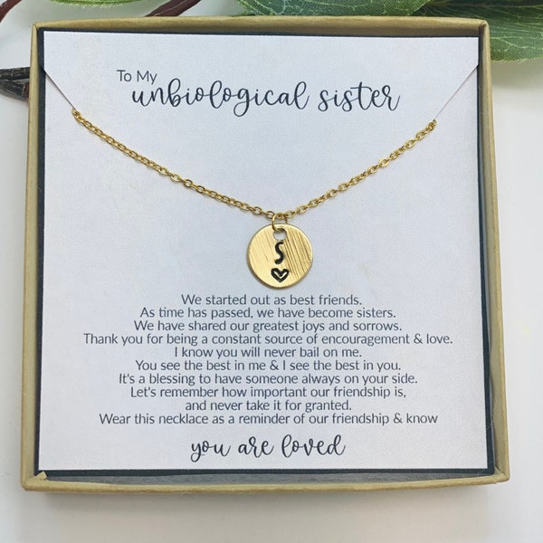 Personalized Letter Necklace for Best Friend, Unbiological Sister Gift, Gift for Best Friend, Friendship Necklace for Her, Custom Gifts