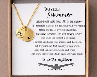 Swim Necklace for Swimmer Girl Gift, Swim Team Jewelry, Senior Night Gift 2026, Graduation Gift for Swimmer, Swim Team Gifts