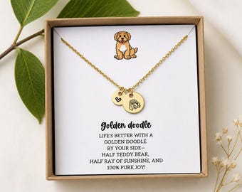 Golden Doodle Necklace Gift for Dog Mom, Goldendoodle Jewelry, Doodle Lover Gift, Pet Memorial Necklace, Dog Lover Charm Necklace