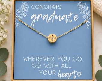 Graduation Compass Necklace, Graduation Gift for Her, High School Graduate Gift, College Graduation Gift, Daughter Senior Gift, Inspiration