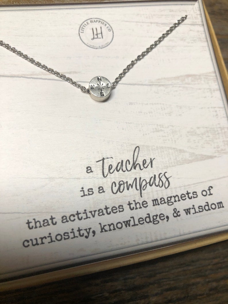 Teacher Gift Compass Necklace Gift for Teacher Gift From Etsy