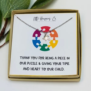 Puzzle Necklace, Autism Awareness Gift, Autism Teacher Gift,  Thank you gift, Autism Jewelry, Autism Support Gift