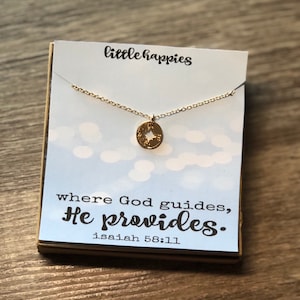 Compass Necklace, encouragement gift, Bible Scripture, Faith, dainty necklace, inexpensive gift, gift for her, divorce gift, friendship gift