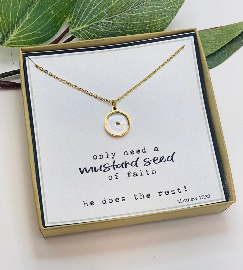 Real mustard seed necklace, Encouragement gift, Mustard seed jewelry, Faith necklace, Christian jewelry, Miscarriage gift, Inspirational image 2