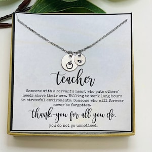 Teacher necklace Teacher appreciation, teacher assistant, unique teacher gifts, preschool teacher gift, student teacher gift