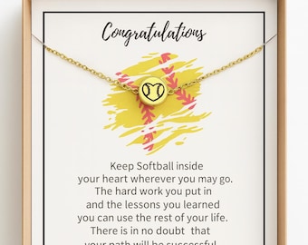 Personalized Softball Necklace - Perfect for Senior Night, Team Christmas Gifts, Graduation, and Bulk Orders