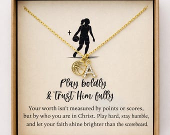 Faith Basketball Necklace Gift for Girl | Christian Athlete Jewelry | Encouragement Sports Necklace | Basketball Player Gift