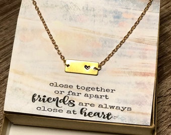 Best friend necklace, heart necklace, friendship necklace, best friend gift, gift for her, womens necklace, dainty bar necklace