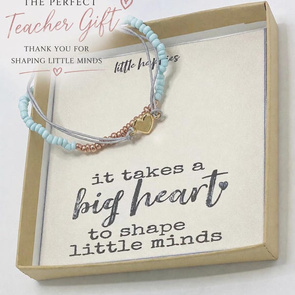 Beaded Heart Bracelet, Teacher Appreciation Gift, Preschool Daycare Jewelry