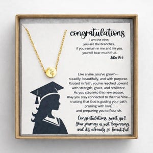Faith-Based Graduation Gift for Girl – Vine Necklace with Scripture Card, Christian Graduation Jewelry for Her