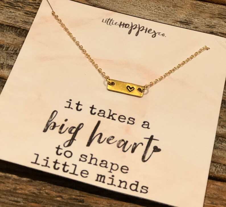 Preschool teacher gift ideas Best teacher Teacher thank you gifts Gift for nursery teacher Dainty heart necklace Simple necklace