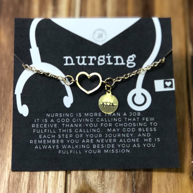 Nurse Necklace Gold Medical Necklace Nurse Heartbeat Nurse Etsy