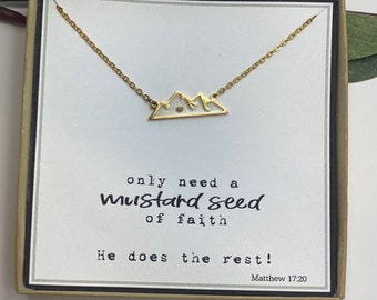 Mustard Seed Necklace for Female, Gifts for Her, Faith Can Move Mountains, Strength Necklace, Encouragement Gift, Miscarriage Gift