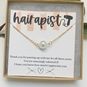 Pearl Necklace Christmas Gift for Hairdresser, Hair Stylist Gift, Gifts for Hairdressers, Hair Stylists Gifts, Scissors Charm Necklace Gold