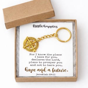 Christian Compass Keychain Gift, Jeremiah 29:11 Graduation Gift, Hope and Future Faith Keychain, Inspirational Bible Verse, Christian Gift
