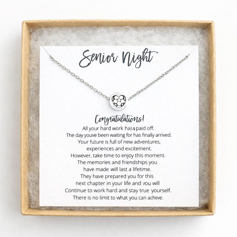 Senior Night Soccer Necklace Gift, Soccer Player Gift, Athlete Necklace, Senior Athlete Gift, Soccer Graduation Gift, Dainty Soccer Jewelry Bild 1
