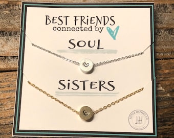 Dainty Best friend necklace, heart necklace, gift  best friend, best friend gift, necklace set NCK-STSPCR-HRT-G18-S18